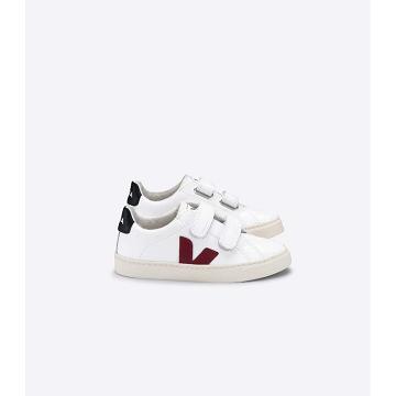 Veja ESPLAR LEATHER Kids' Sneakers White/Black/Red | NZ 819MQZ